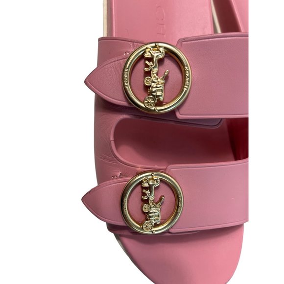 Coach Women’s Pink Double Buckle Sliders Sandazls Sz 6 - Picture 6 of 11